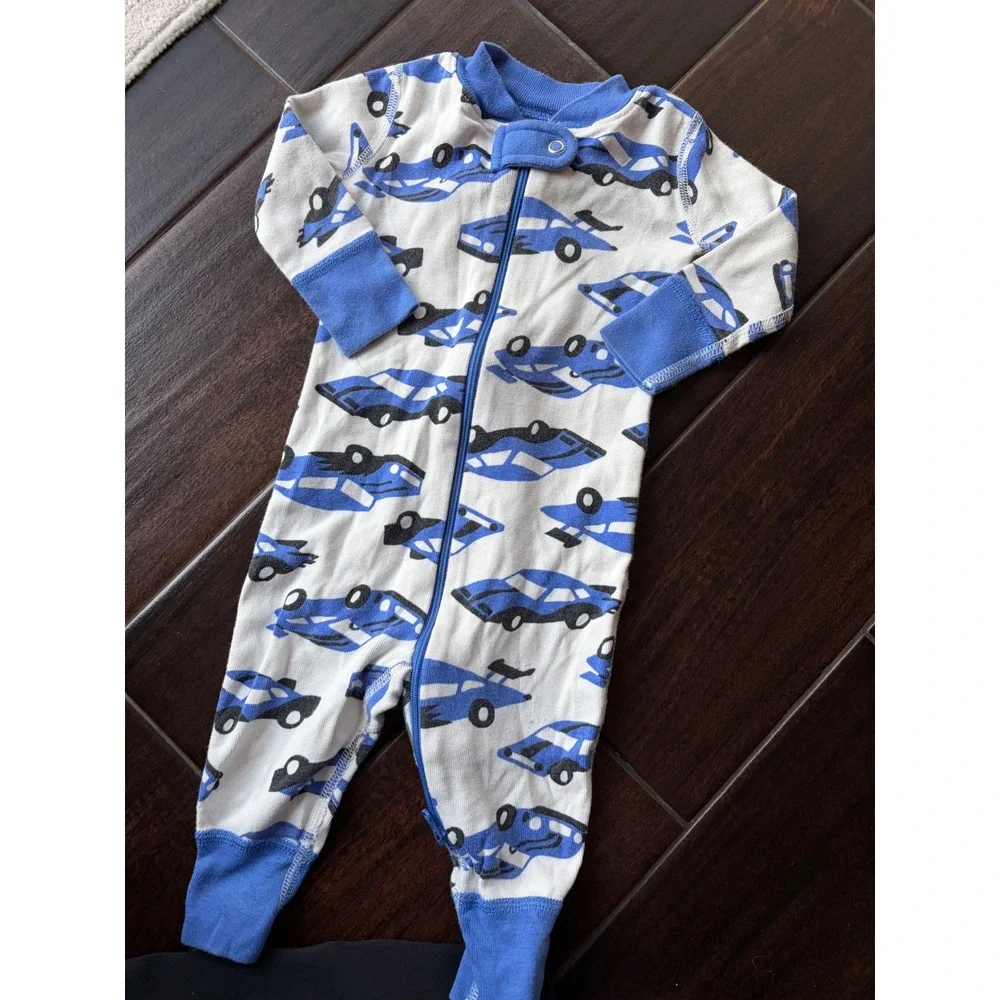 Hanna Andersson Baby Boys Race Car Organic Cotton Zip Up Sleeper Pajamas 3-6M